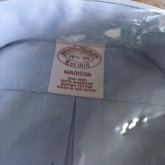 Classic,  Light blue Brooks Brothers non-iron Dress Shirt 16 1/2 x 35 - Picture 3 of 11